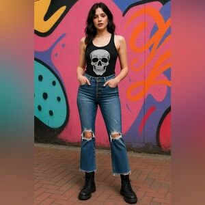 EUC Madewell Women’s High-rise Demi-Boot Distressed Crop Jeans – Sz 26